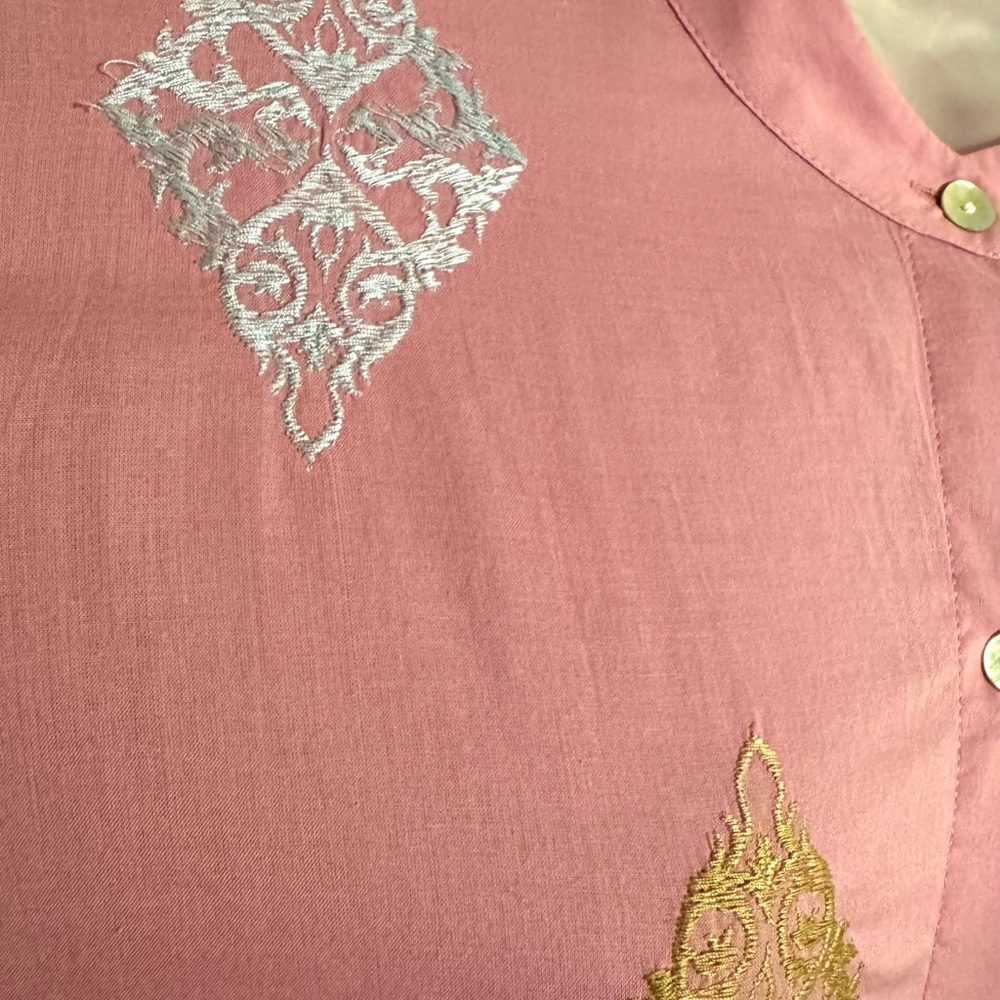 ❤️J. Jill Button-Up w/Embroidery Cotton Shirt LARGE #CL - Picture 4 of 11